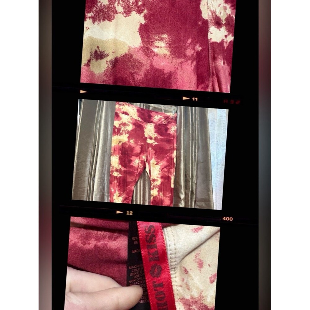 Hot Kiss Tie-Dye Leggings - Red, Pink and Cream #1923